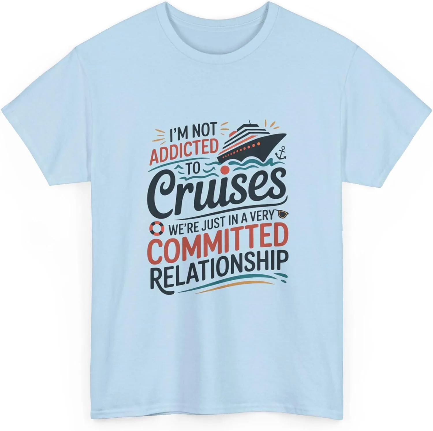Футболка Cruise Committed Relationship, унисекс хлопковая майка, забавный топ для путешествий, юмористический подарок для круизеров, одежда для отпуска GENERIC, светло-голубой — фото 3