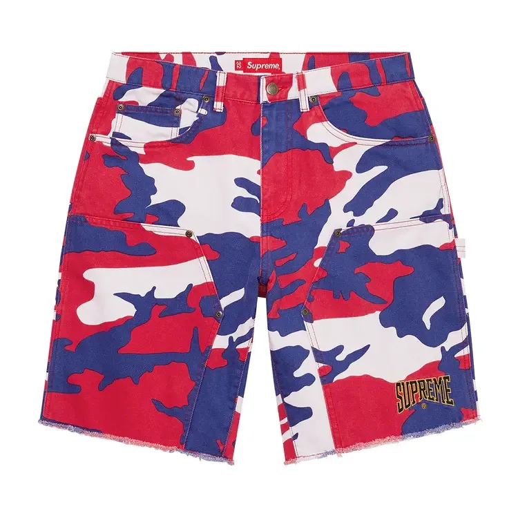 Шорты Supreme Cutoff Double Knee Denim Painter Short 'Red Camo'