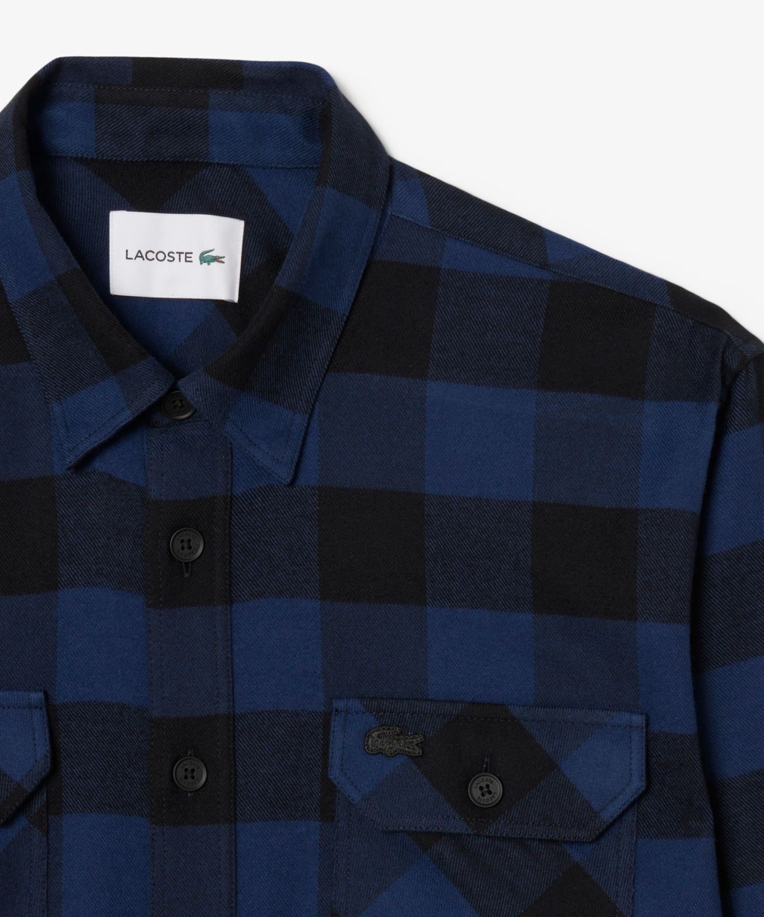 Свободная хлопковая клетчатая фланелевая рубашка LACOSTE, Navy — фото 4
