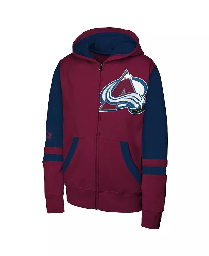 Толстовка с капюшоном Colorado Avalanche Face Off на молнии для больших мальчиков и девочек бордового цвета Outerstuff — фото 3