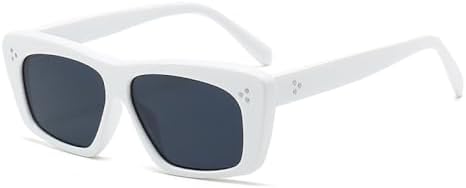 

Популярные модные квадратные солнцезащитные очки для женщин, ретро-очки с заклепками, мужские солнцезащитные очки «кошачий глаз», трендовые солнцезащитные очки MTZJH, White Gray