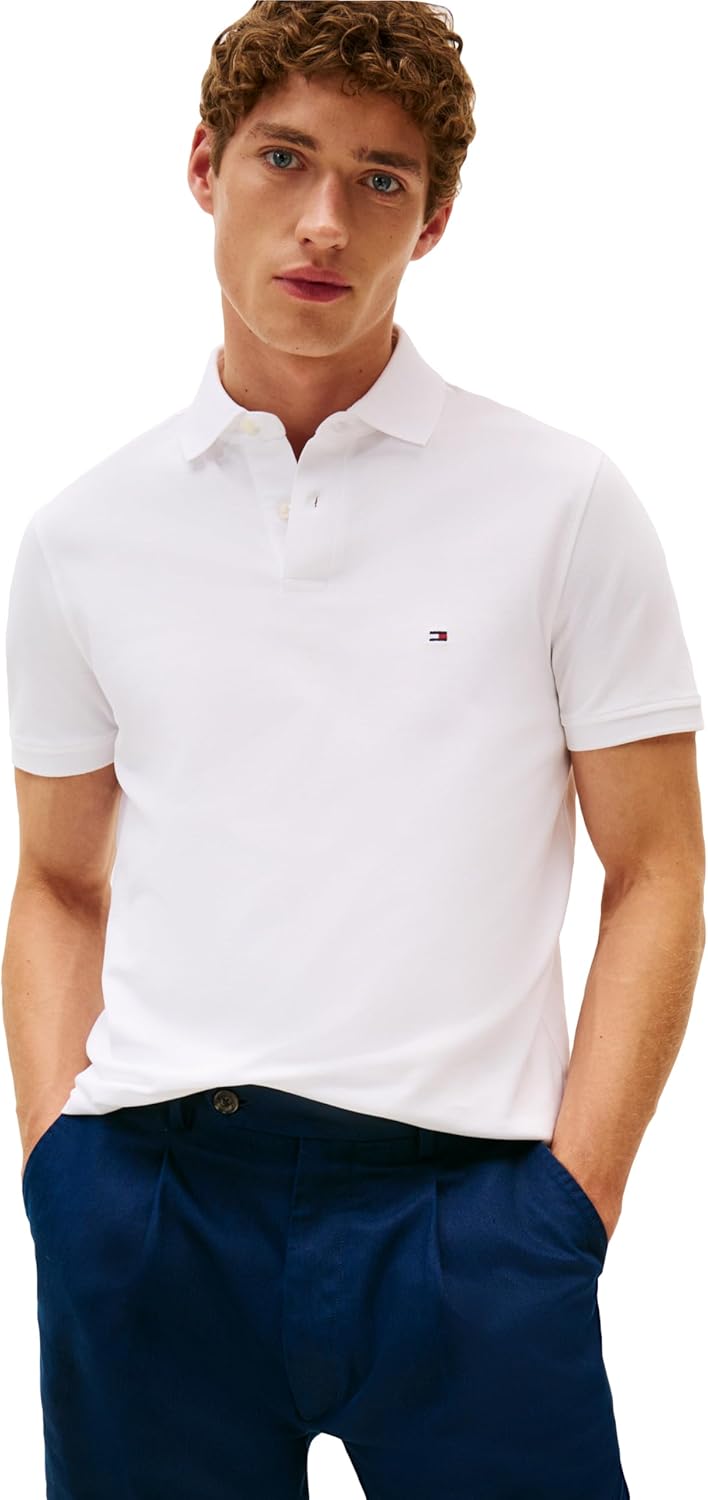 

Мужские рубашки поло с короткими рукавами Tommy Hilfiger классического кроя из эластичного органического хлопка пике, White, Белый, Мужские рубашки поло с короткими рукавами Tommy Hilfiger классического кроя из эластичного органического хлопка пике, White