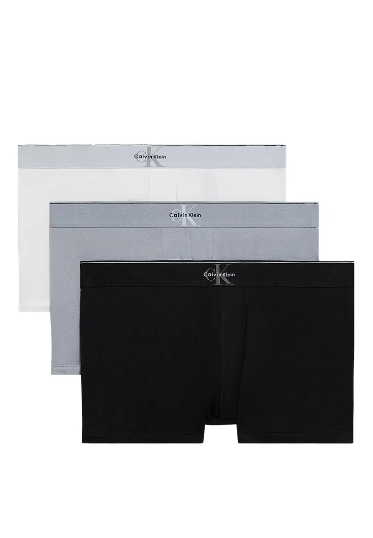 Трусы, 3 шт., Monogram, Calvin Klein, белый/черный/серый