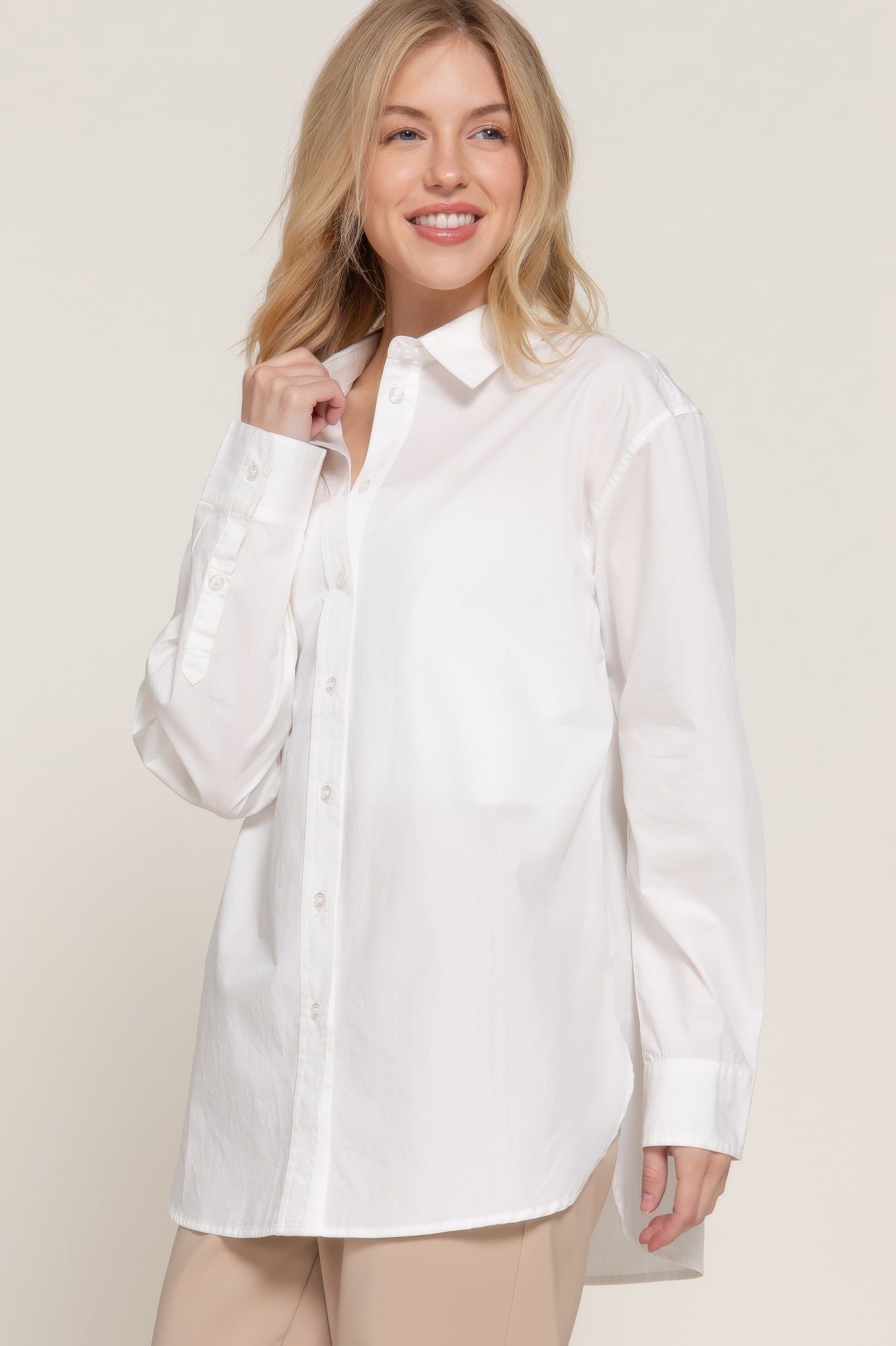 

FASHNZFAB рубашка свободного кроя с длинным рукавом, белый