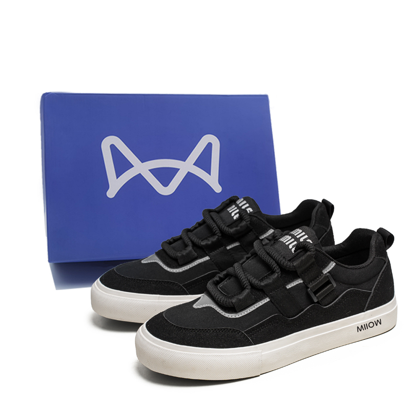 

MIIOW Антискользящие износостойкие низкие скейтерские кеды мужские - черная коробка, цвет Black Box
