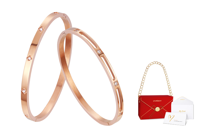 

CAROMAY Титановый браслет для женщин Rose Gold