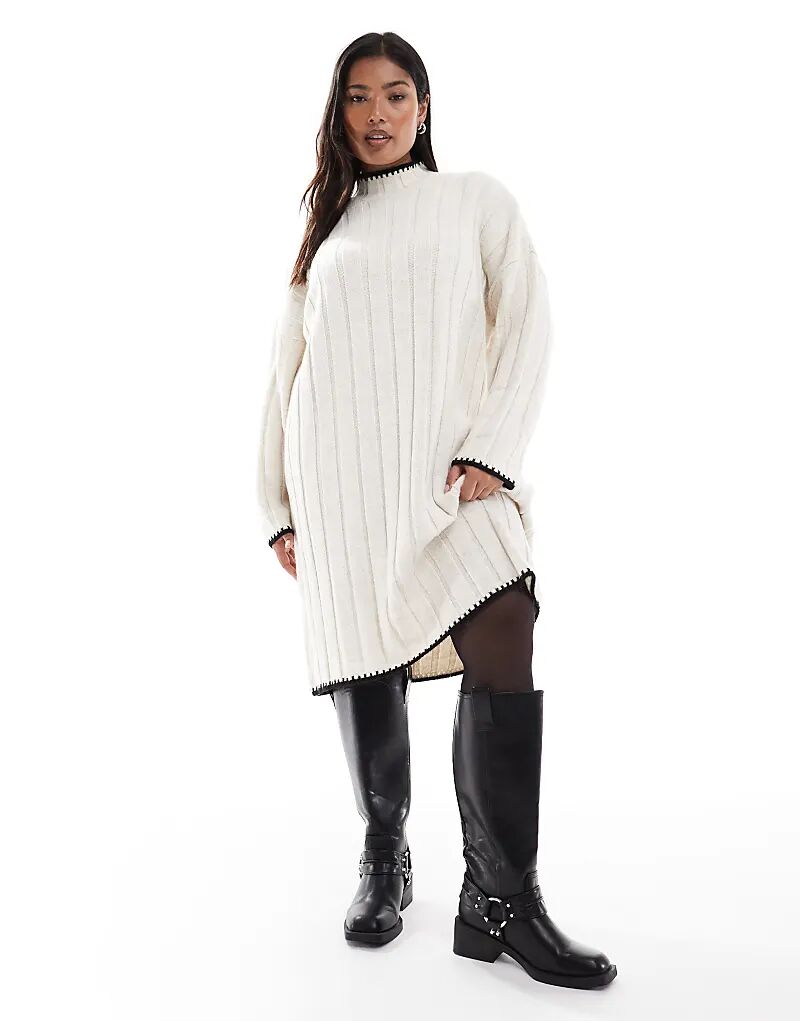 

ONLY Curve - мини-платье с контрастной строчкой белого цвета