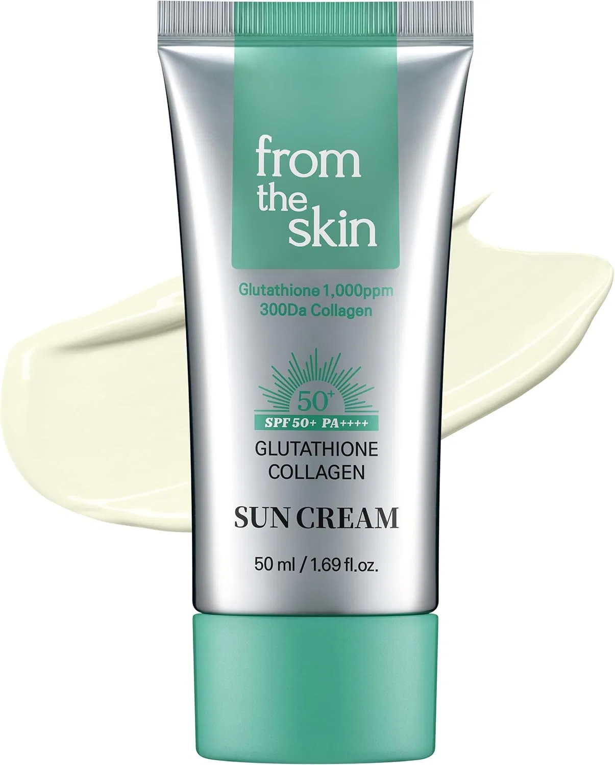 Солнцезащитный крем SPF50+ PA+++ FROM THE SKIN с глутатионом и коллагеном, 50 мл, зеленый