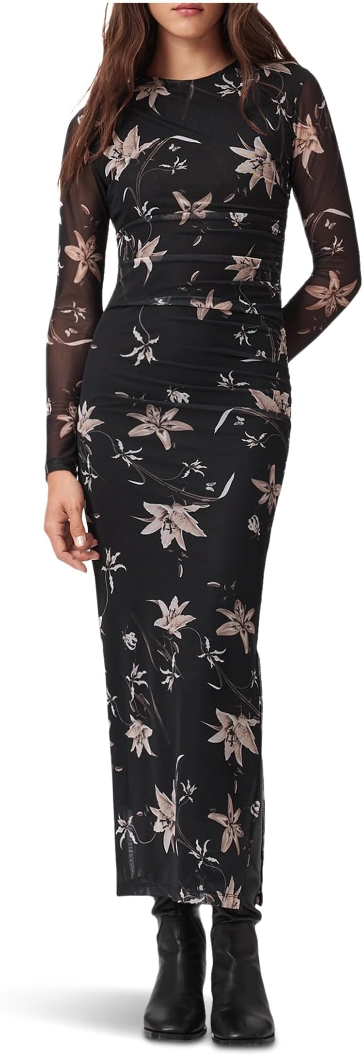 

Платье AllSaints Caia Mesh Dress, цвет Petra Sepia Brown