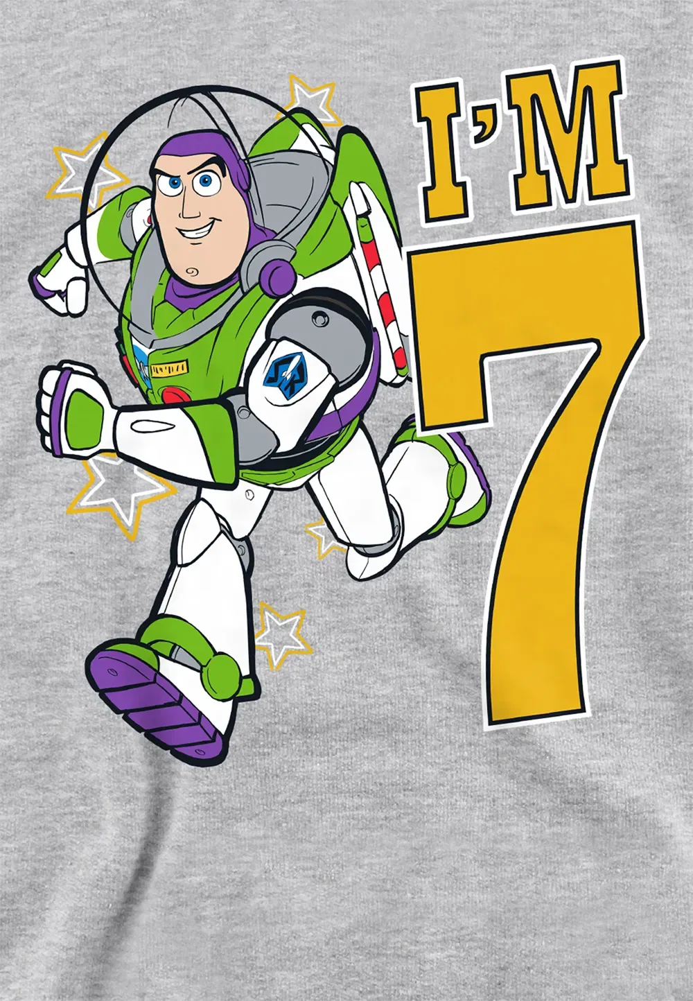 Детская худи Toy Story Birthday Buzz I'M 7, Disney, серый — фото 2