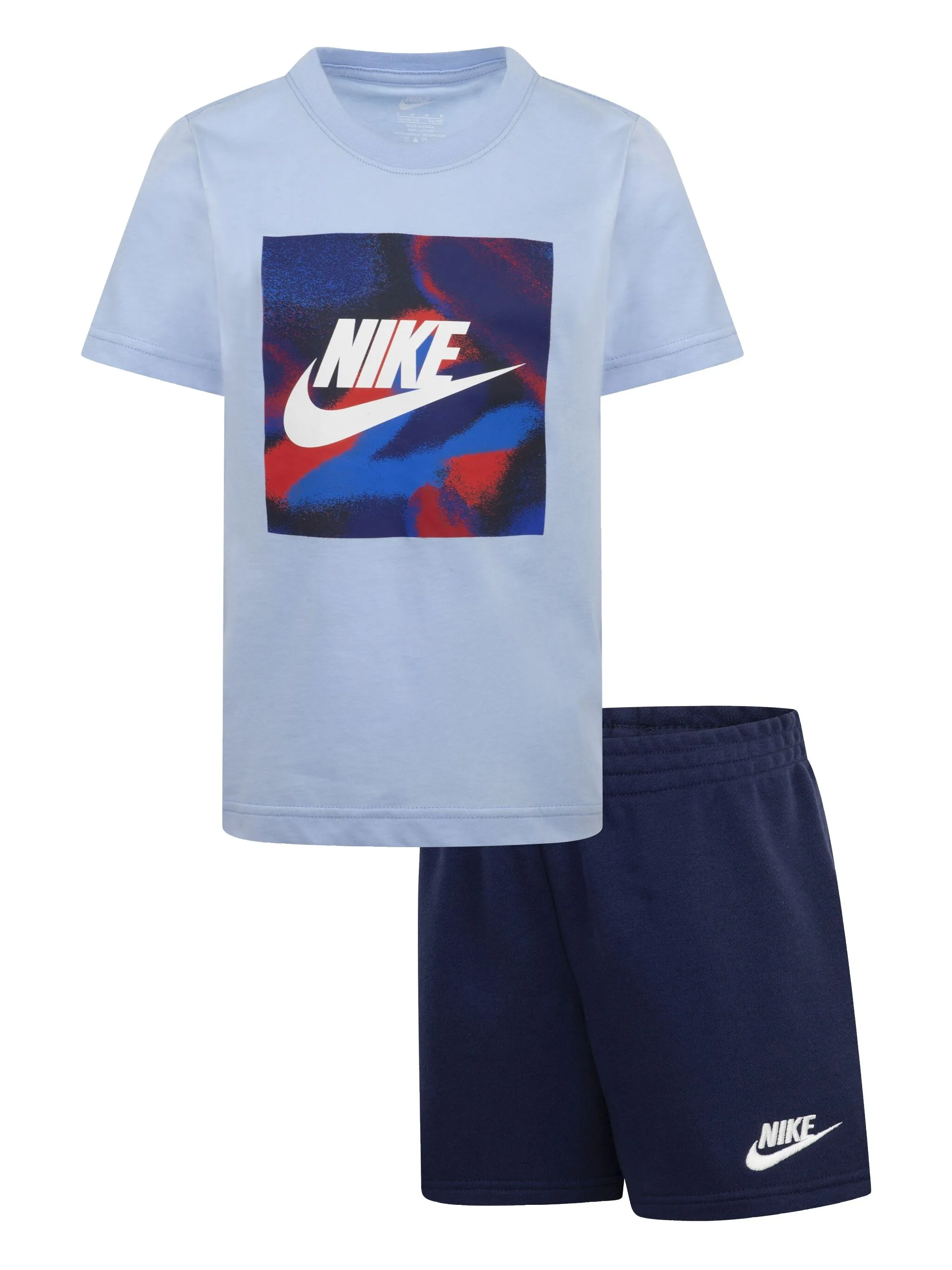 

Комплект из футболки и шортов с логотипом Nike Kids, синий