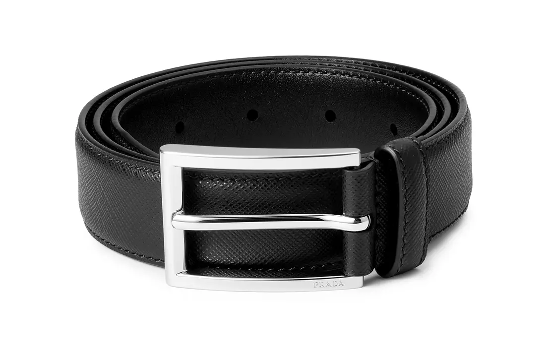 PRADA Мужской кожаный ремень из коровьей кожи черный шириной 3 см, Black — фото 3