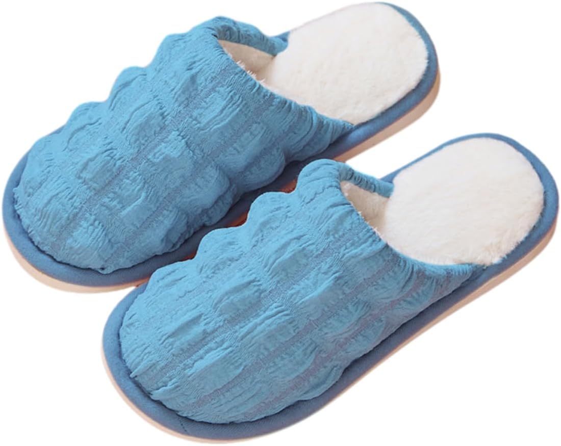 

Мягкие пушистые тапочки, зимние домашние и тапочки для женщин и мужчин, теплые уютные плюшевые нескользящие удобные домашние тапочки Sxlingdo, синий