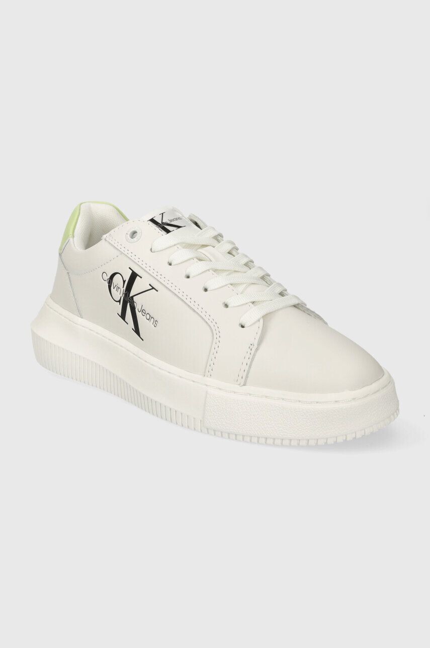 Кожаные кроссовки Calvin Klein Jeans YW0YW00823 CHUNKY CUPSOLE MONOLOGUE W, бежевый — фото 3