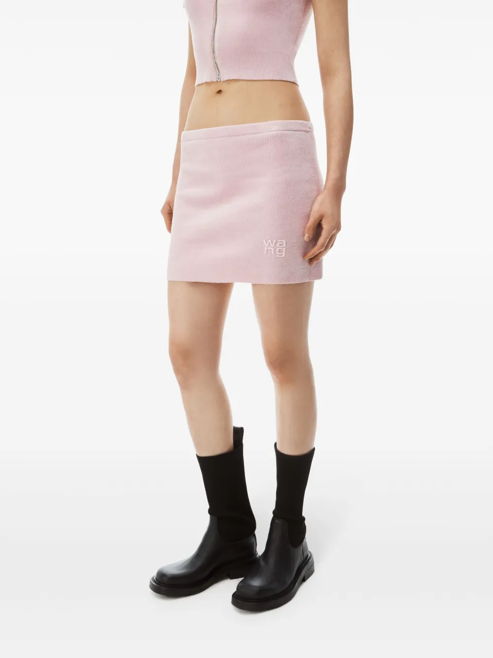 Мини-юбка с тисненым логотипом Alexander Wang, розовый — фото 4