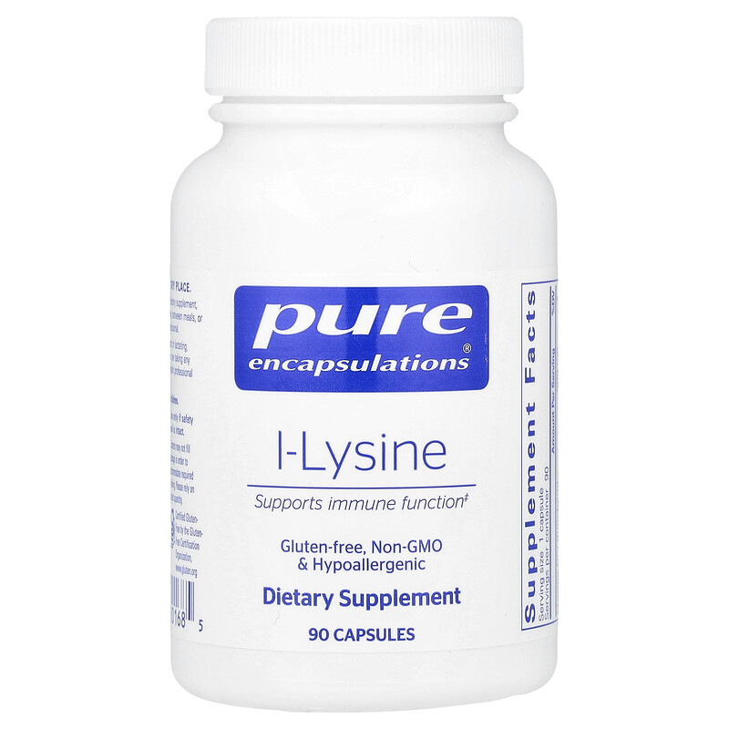 

Pure Encapsulations, L-лизин, 500 мг, 90 капсул (250 мг на капсулу)