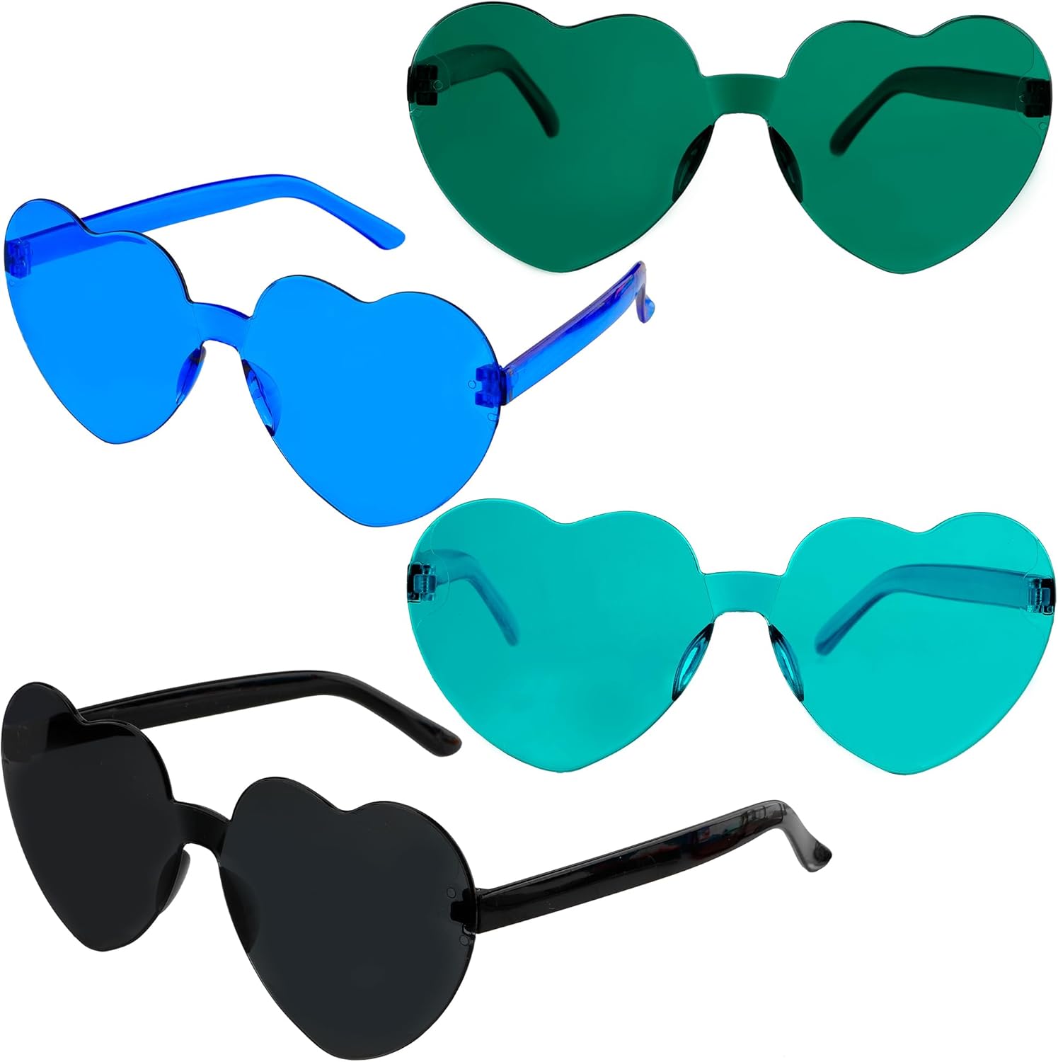

Солнцезащитные очки в форме сердца, очки в форме сердца оптом, украшения для Дня святого Валентина, Хэллоуина, девичника, женские и мужские очки WRNZL, Black, Lake Blue, Blue, Green