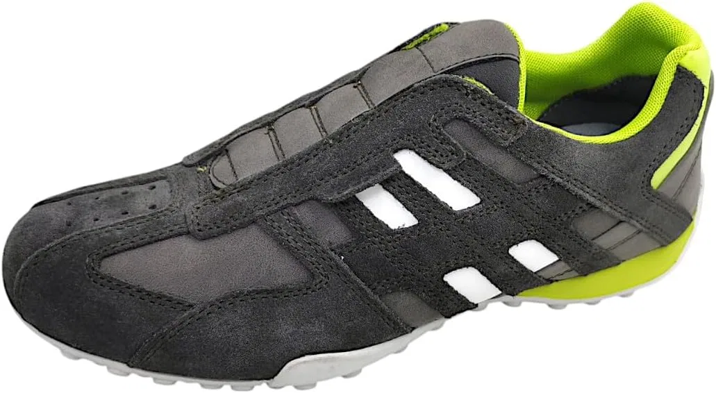 Мужские кроссовки Geox Uomo с рисунком змеиной кожи, Graphite Lime Green — фото 3