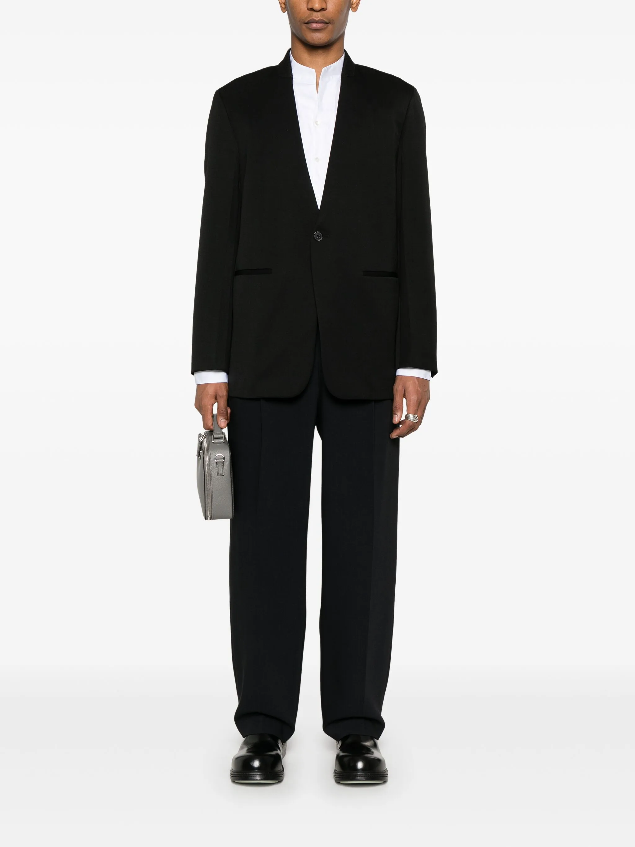 Шерстяной пиджак строгого кроя Jil Sander, черный — фото 2