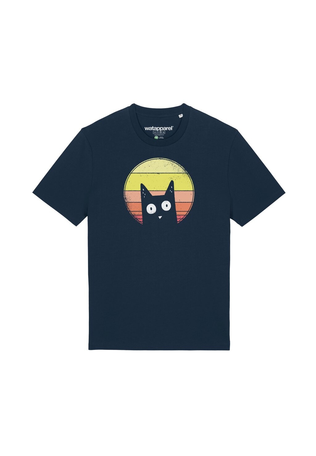 

Футболка с принтом SUNSET CAT watapparel, темно-синий