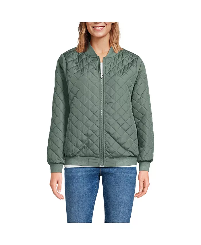 

Женская утепленная куртка-бомбер FeatherFree Lands' End, зеленый