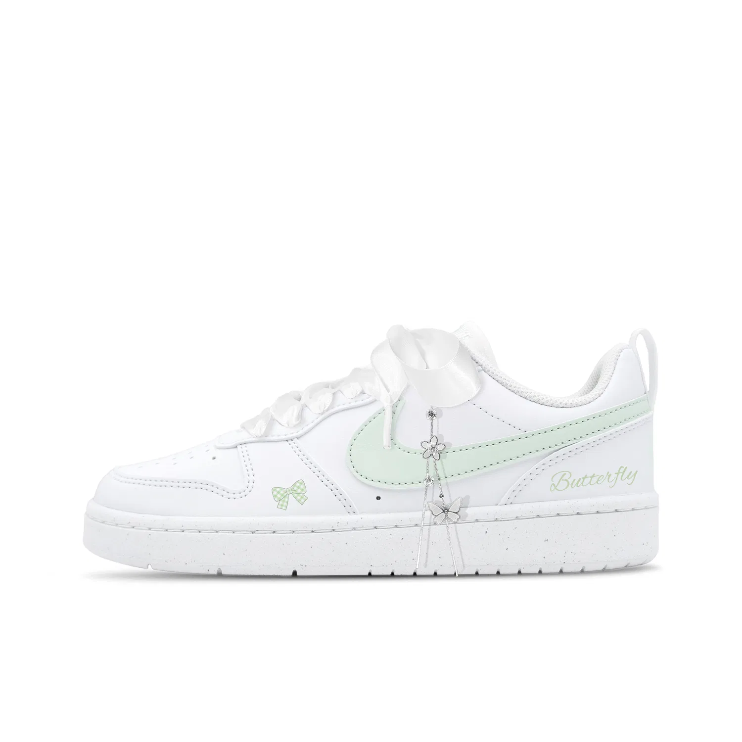 Кроссовки для скейтбординга Court Borough Bowknot Low top Kids' Green White Teenagers Nike