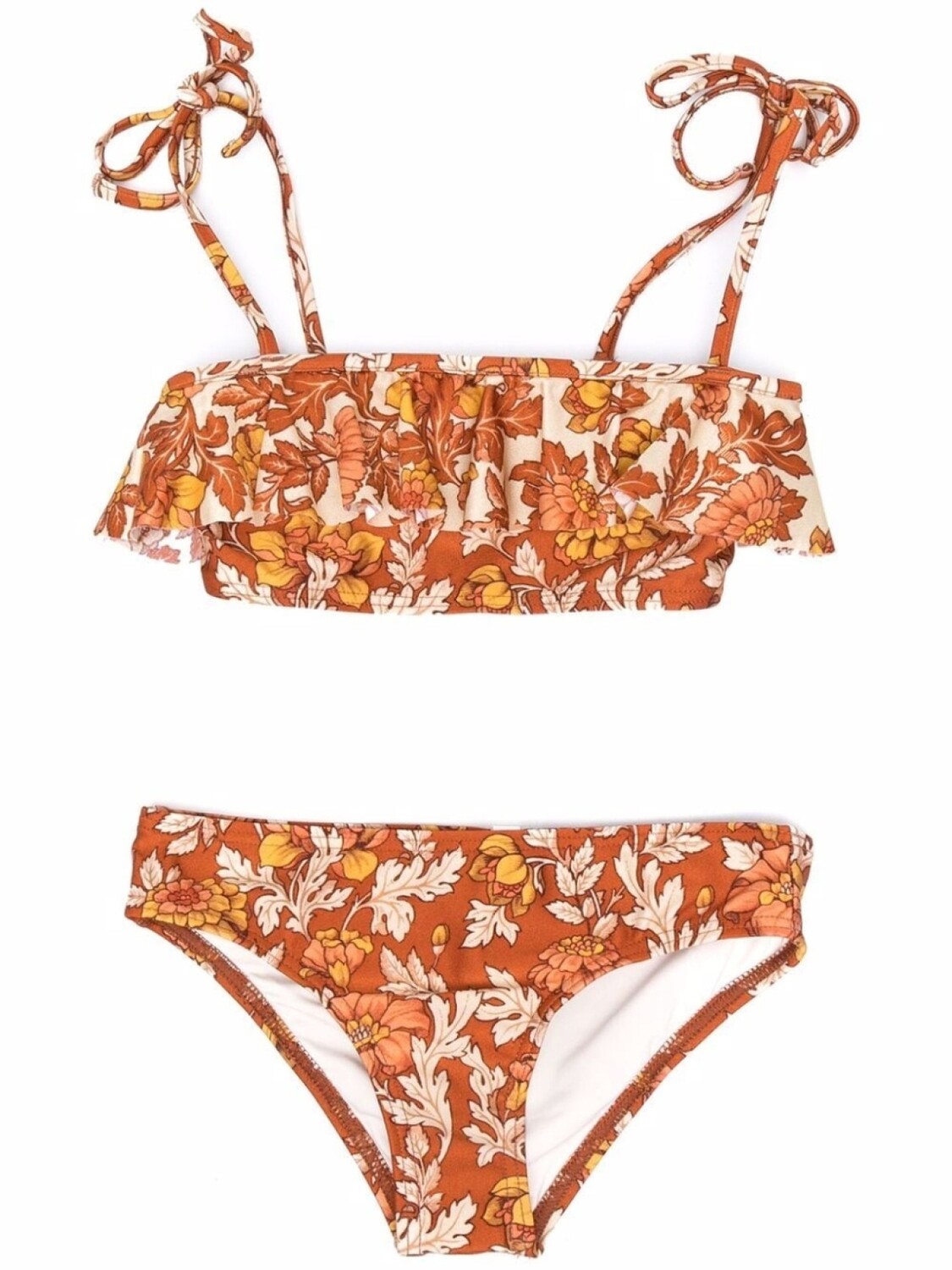 

Бикини с оборками и цветочным принтом ZIMMERMANN Kids, оранжевый
