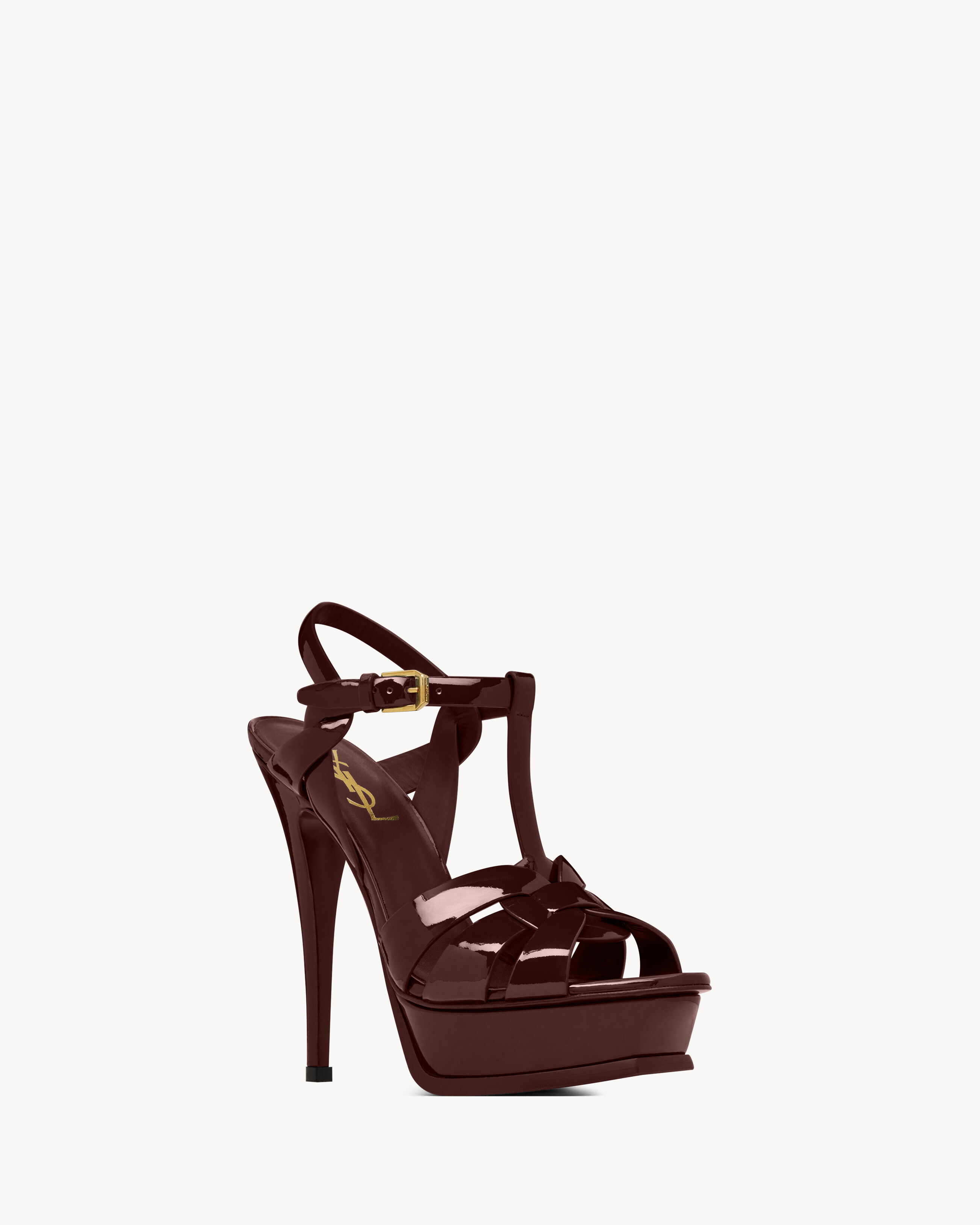 Босоножки на платформе TRIBUTE из лакированной кожи Saint Laurent, красный — фото 3