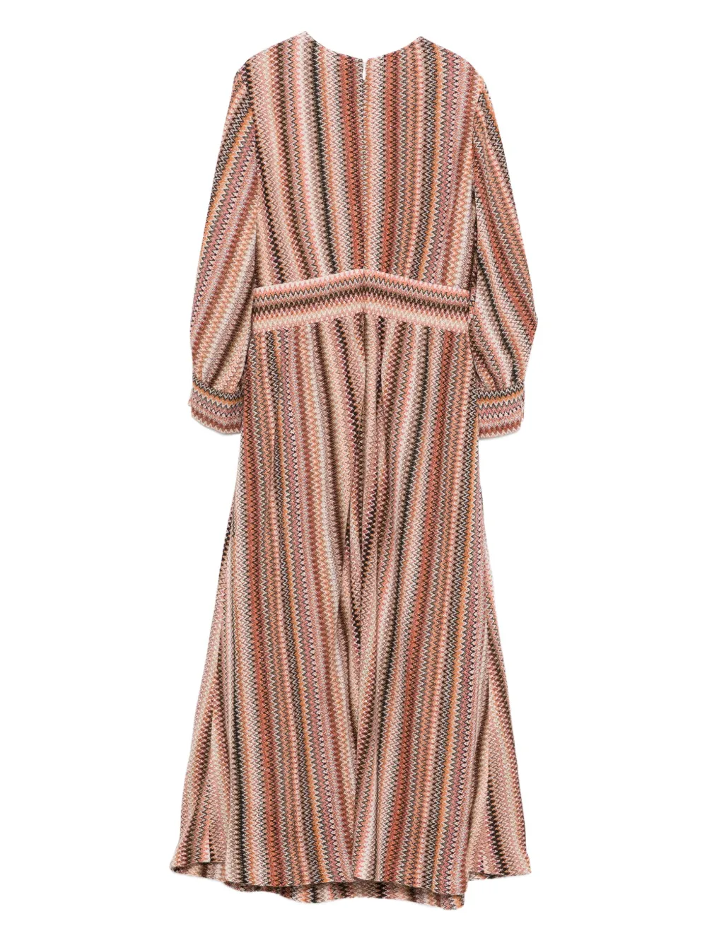 Платье с объемными рукавами и узором шеврон Missoni Kids, коричневый — фото 2