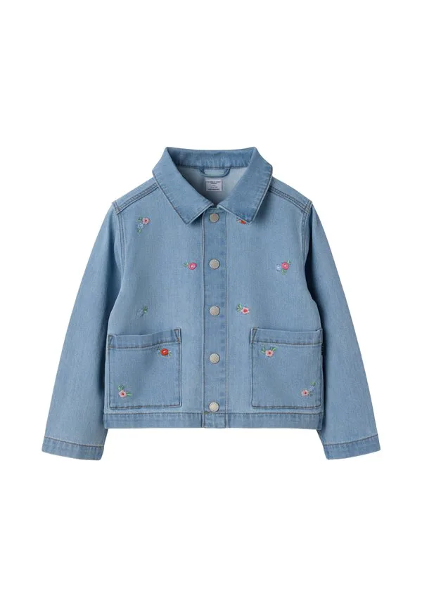 Джинсовая куртка с вышитыми цветами Polarn O. Pyret, Light Denim — фото 2