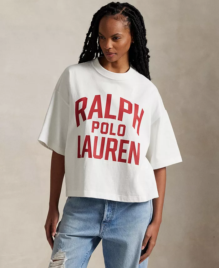 

Женская хлопковая футболка с логотипом Polo Ralph Lauren, белый