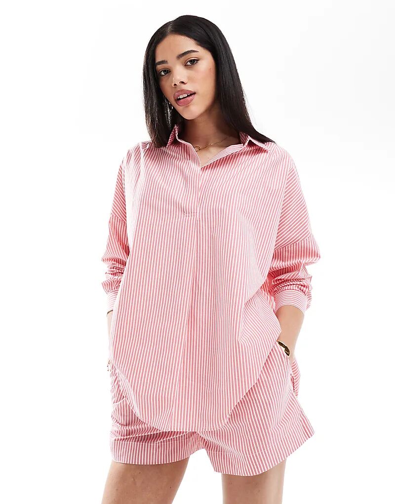 

Комбинируемые шорты из поплина в полоску French Connection розового и белого цветов