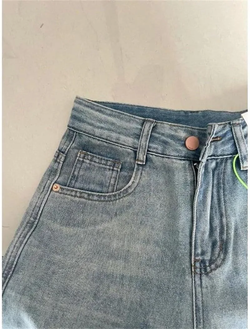 Женские мешковатые джинсы High Waist с прямыми штанинами — фото 3