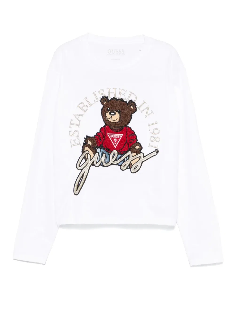 Футболка с аппликацией в виде медведя Guess Kids, белый