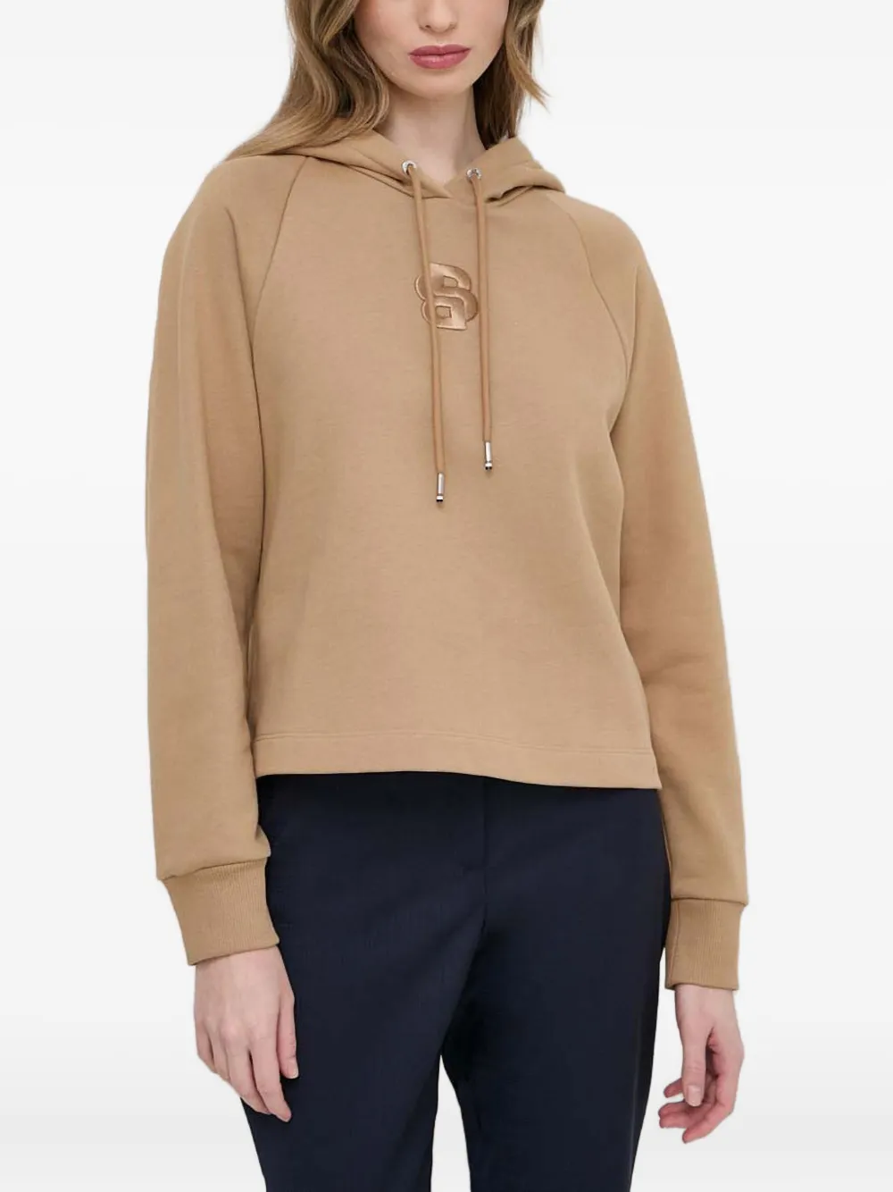 

Худи с вышитым логотипом Boss, коричневый