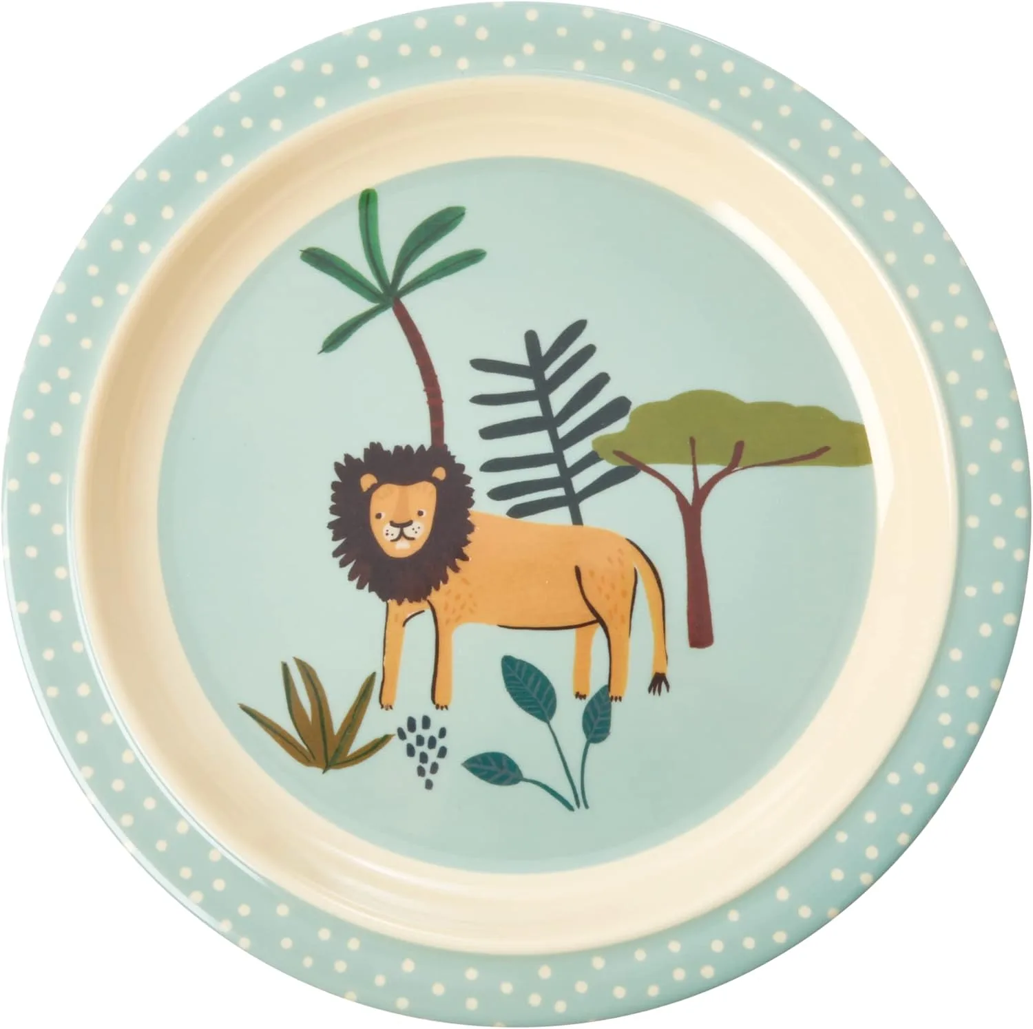 Детская тарелка из меламина Blue с принтом Jungle Animals Rice