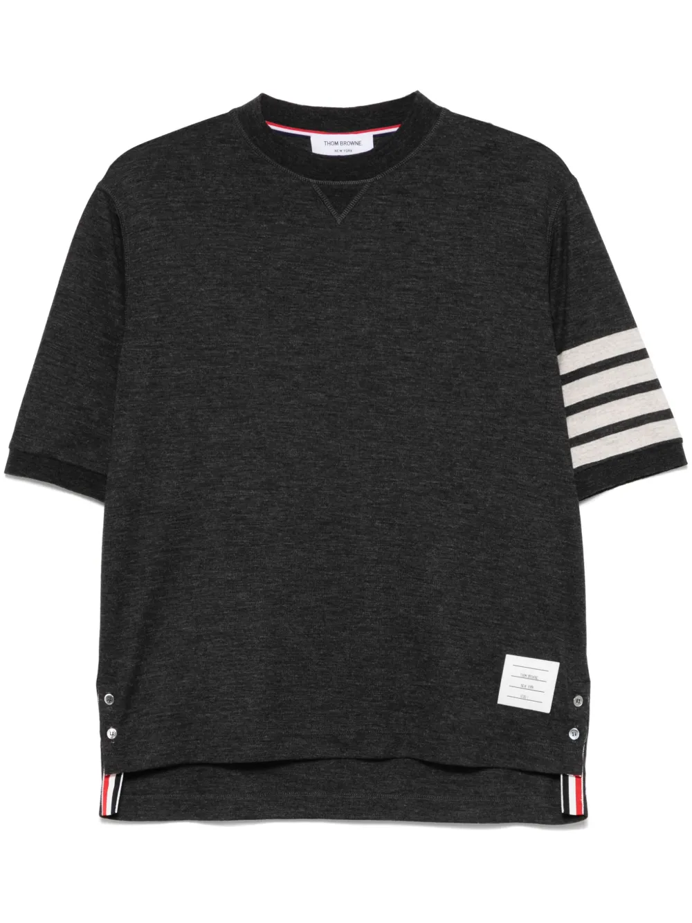 

Шерстяная футболка с полосками 4-Bar THOM BROWNE, серый
