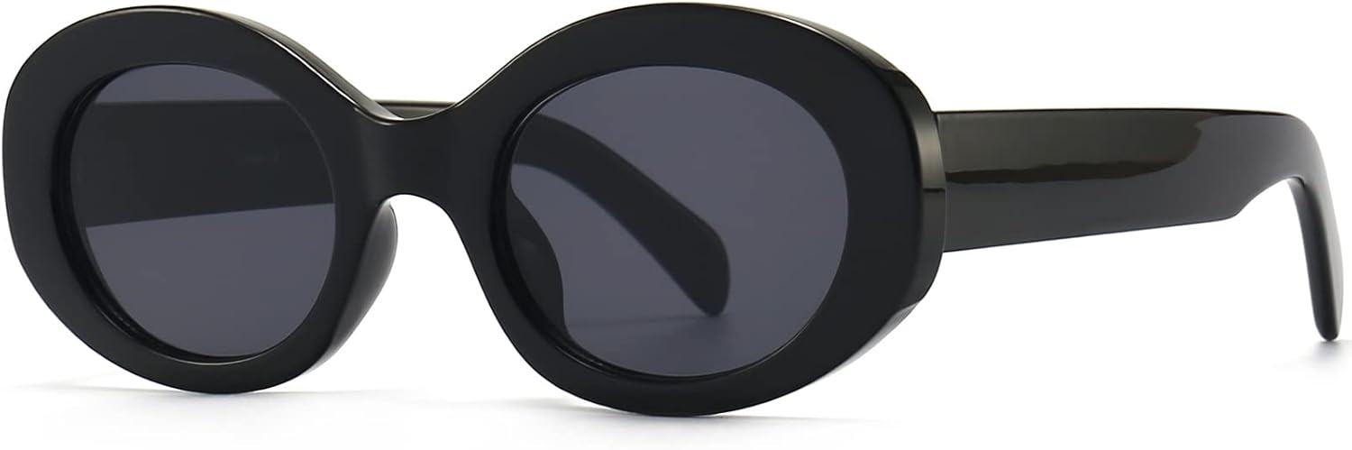 

PORADAY Современные толстые овальные солнцезащитные очки для женщин, модные очки-маска, ретро-очки, узкие массивные солнцезащитные очки с градиентным переходом цвета, круглые, Black/Grey