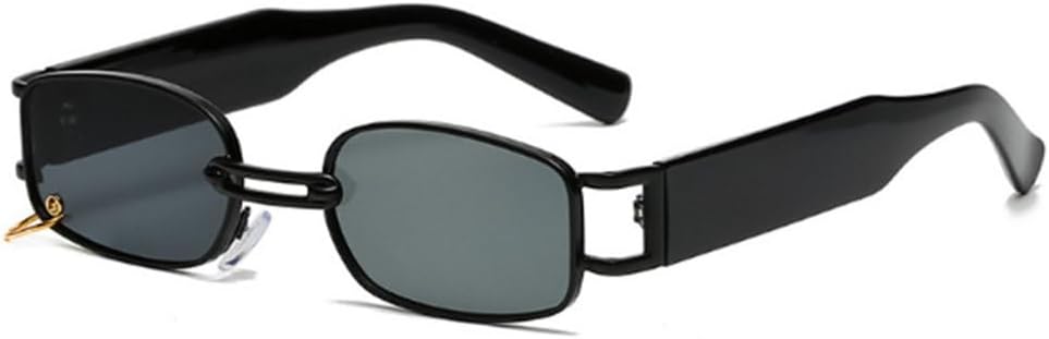 

Модные маленькие прямоугольные женские солнцезащитные очки в винтажном панк-стиле, мужские солнцезащитные очки с защитой от УФ-излучения UV400, прозрачные очки TYUVIVO, Black Gray