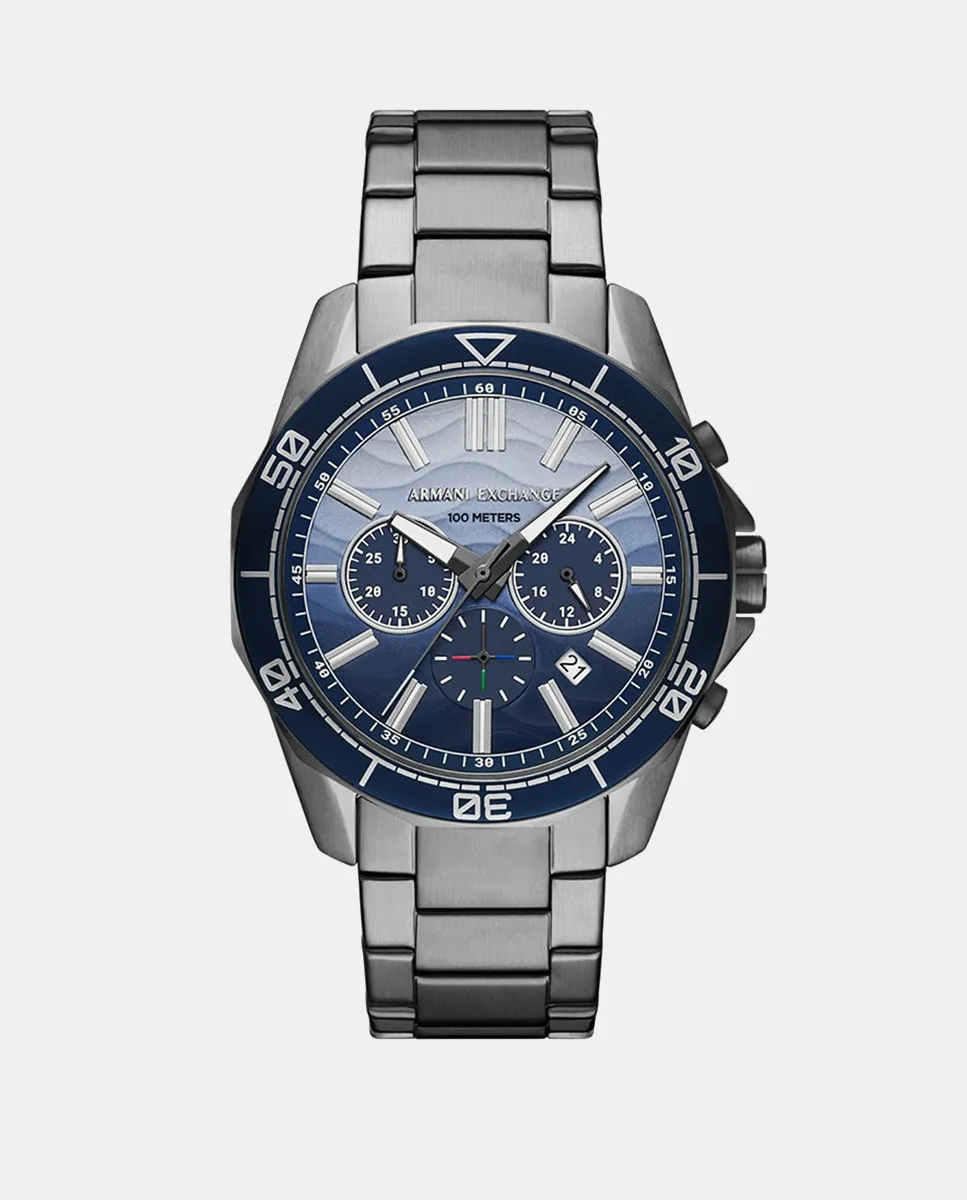 

AX1967 Мужские часы Серый стальной хронограф Armani Exchange, серый