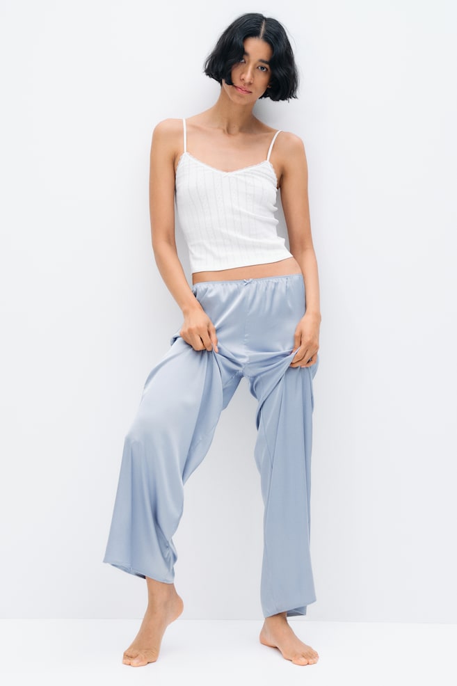 

Атласные пижамные штаны H&M, голубой