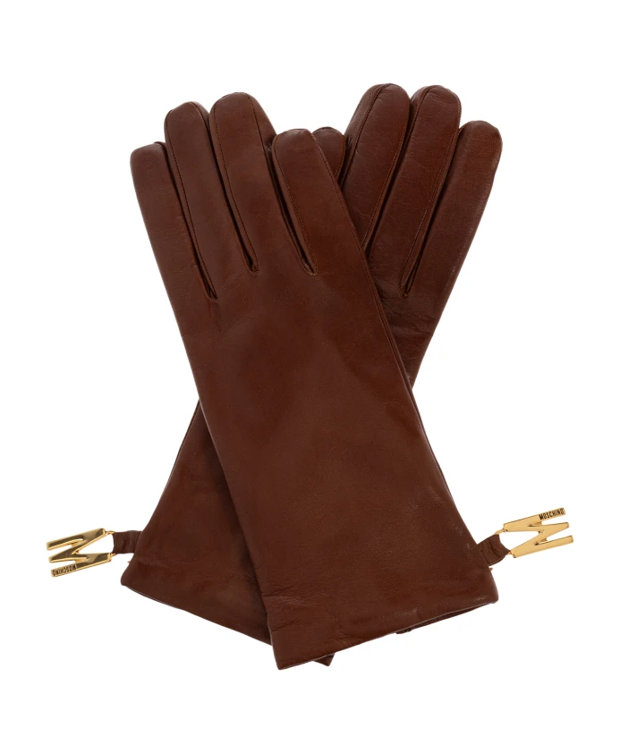 

Кожаные перчатки Moschino, коричневый