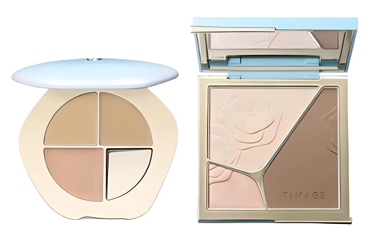 TIMAGE Палетка для контуринга и коррекции тона кожи, Two-Piece Set: Tricolor Contouring Palette #A02 Moon Glow+Concealing Palette #01 Goose Down Palette — фото 2