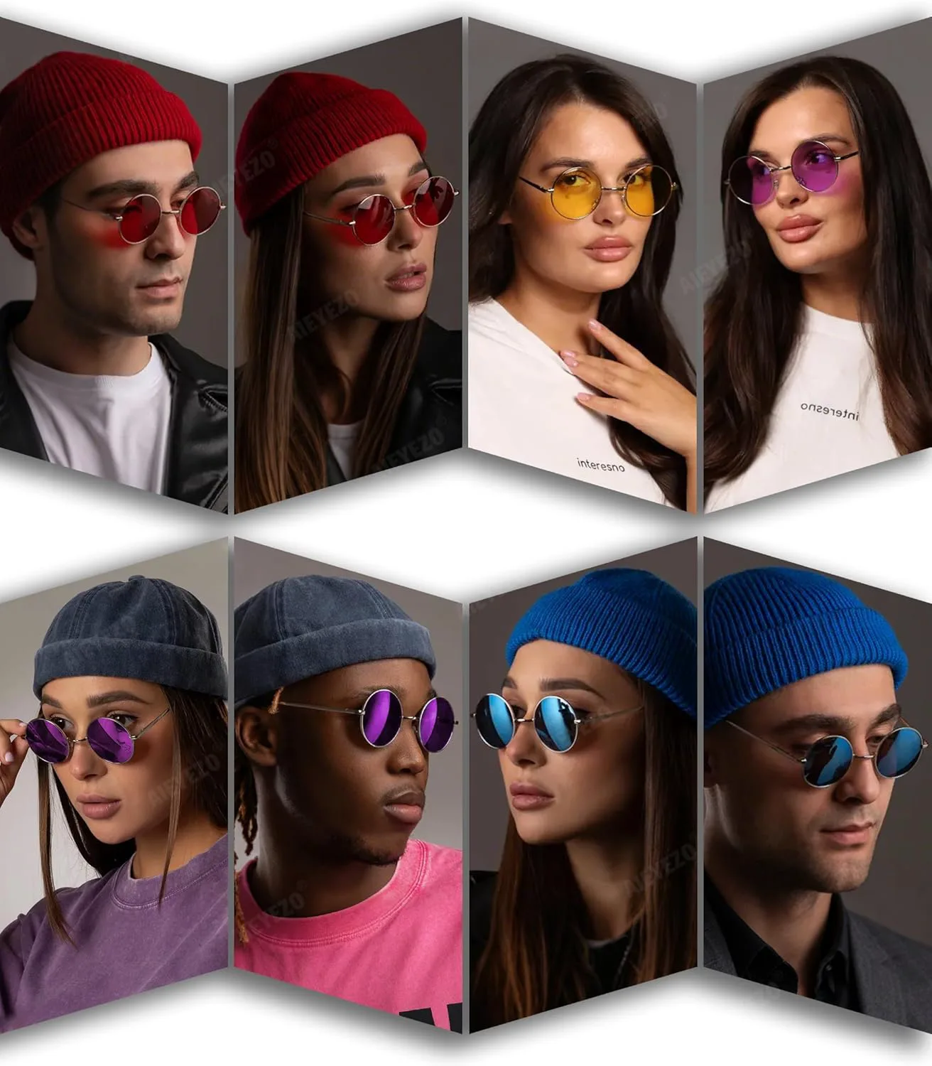 

Солнцезащитные очки AIEYEZO в стиле ретро, ​​круглые, для мужчин и женщин, поляризованные, модные винтажные, маленькие круглые, 2 Pack (Black/Grey + Black/Ocean Red)