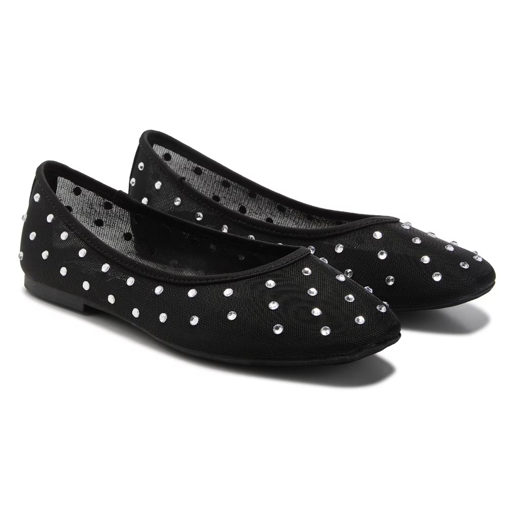 Балетки на плоской подошве Jellypop, black mesh