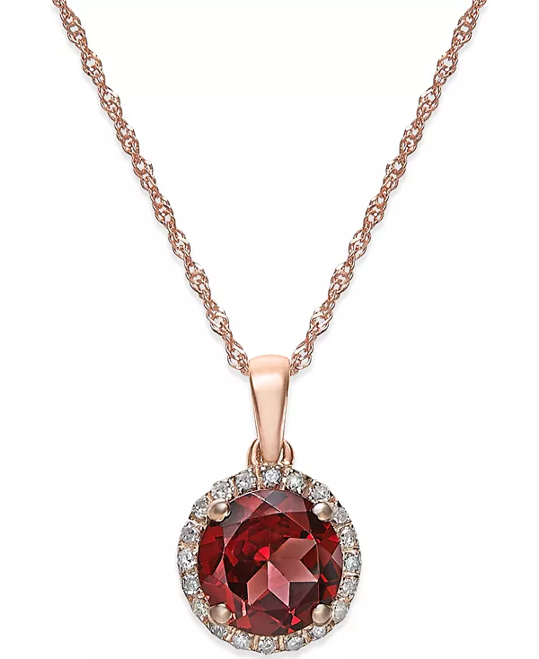 

Ожерелье с подвеской из 14-каратного белого золота с голубым топазом (1,5 карата) и бриллиантовым акцентом (также доступно с мистическим топазом, цитрином и гранатом) Macy'S, garnet