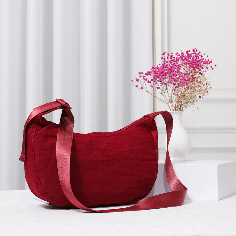 

Сплошная нейлоновая сумка-слинг через плечо FASHNZFAB, Burgundy