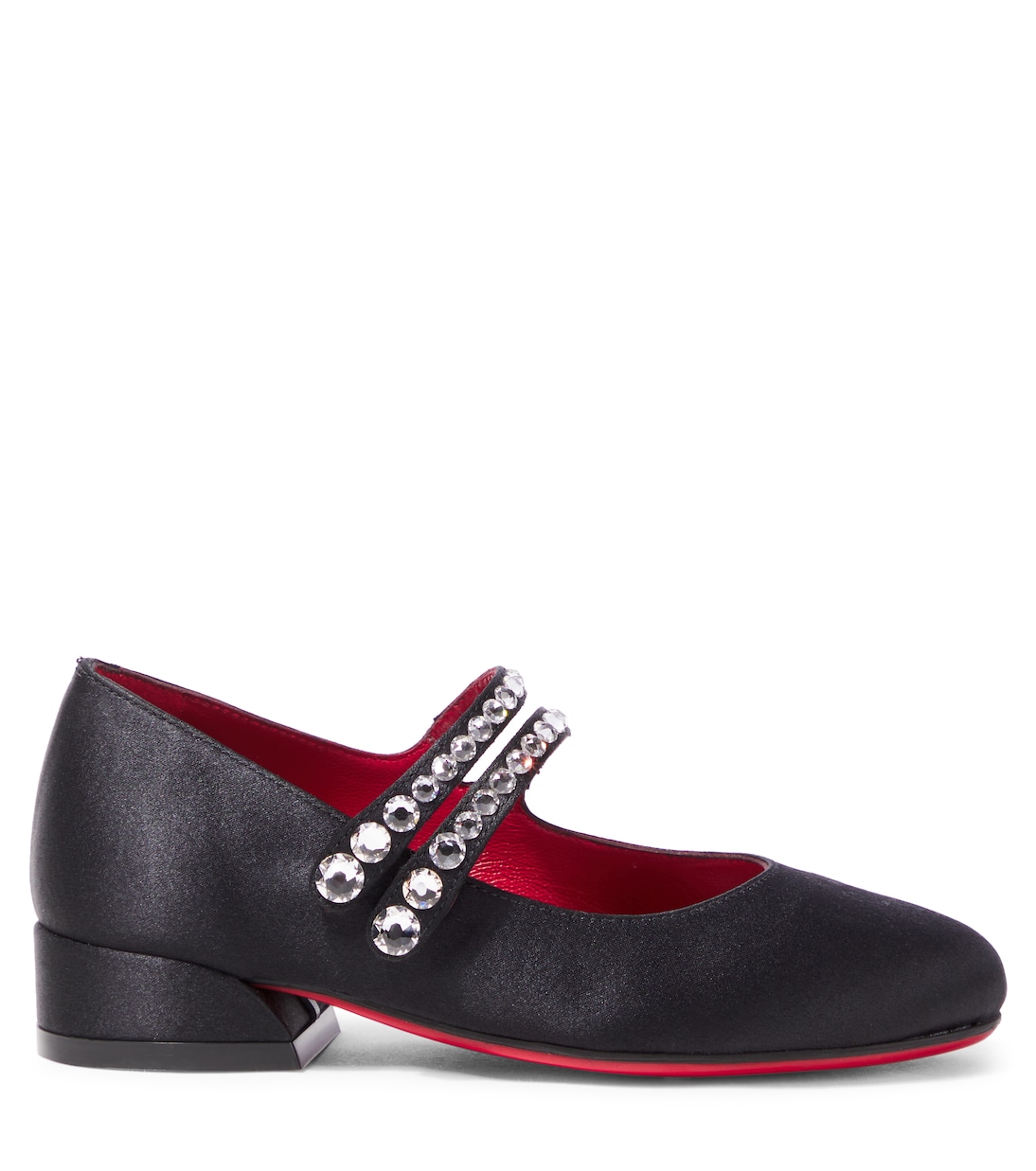 Балетки Mary Jane из сатинового крепа Jane Fille Christian Louboutin Kids, Black/Lin Loubi — фото 3