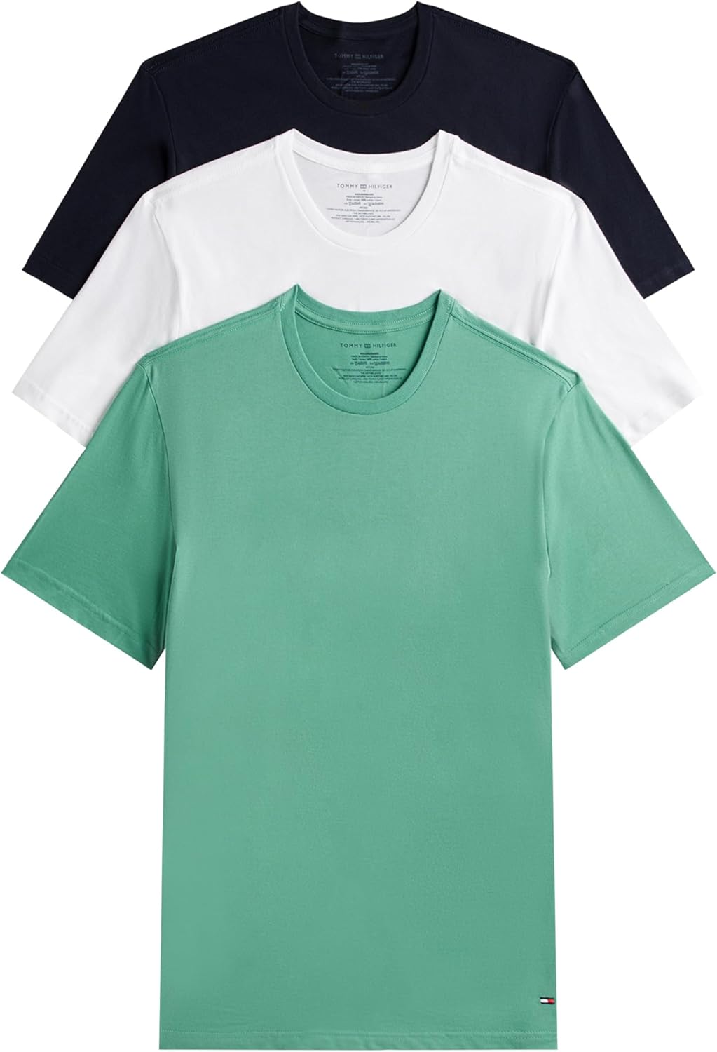 

Мужские футболки Tommy Hilfiger из хлопка, классические футболки с круглым вырезом, Valley Green, Desert Sky, White
