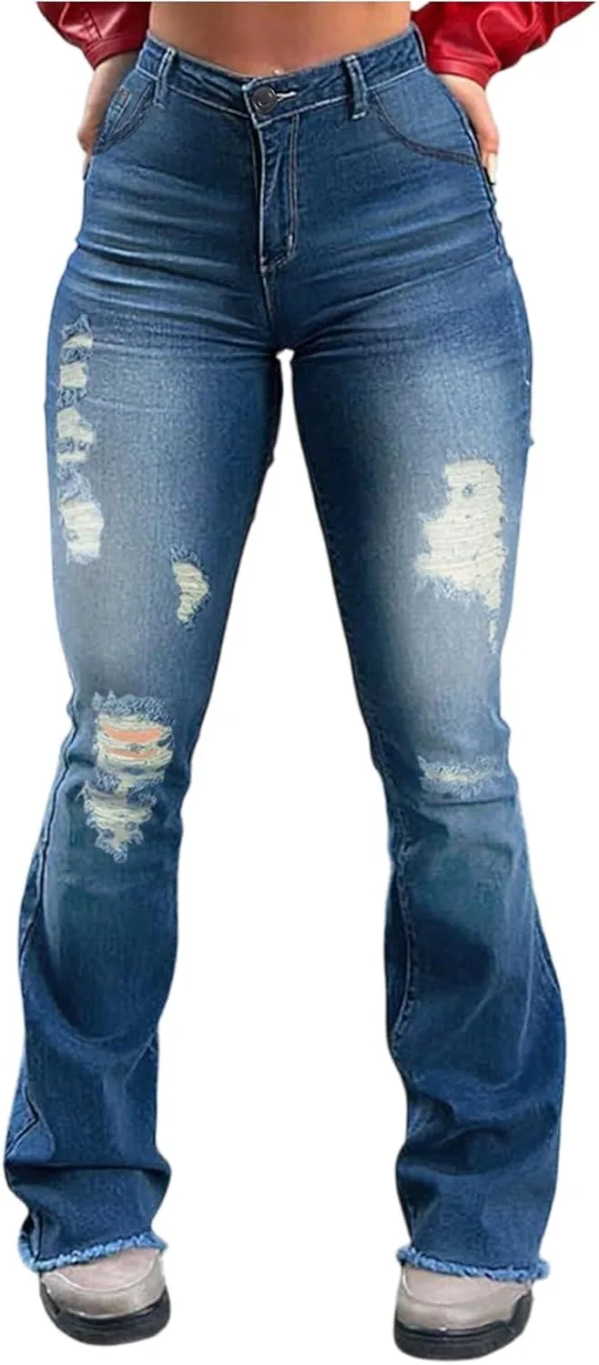 

Женские джинсы с высокой талией и расклешенным низом